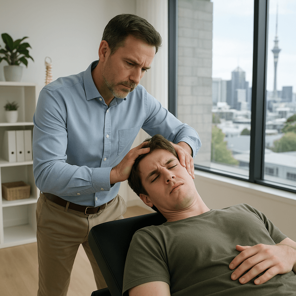 Diagram illustrating potential dangers associated with neck cracking